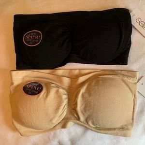 Strapless bralette - pair (black and nude)